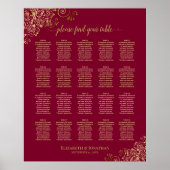 20 Tabelle Elegant Burgundy & Gold Seating Chart Poster (Vorne)