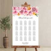 20 Tabelle Elegant Rosa Blütensitzkarte Poster