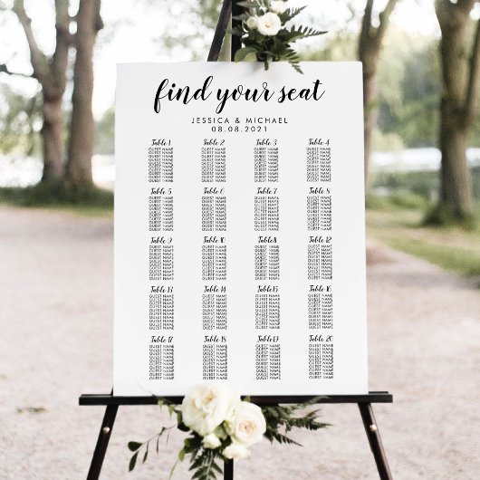 20 Tabelle Große Hochzeitgastsitzkarte Poster
