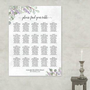 20 Tabelle Hochzeitskarte Lavendel Eukalyptus Poster