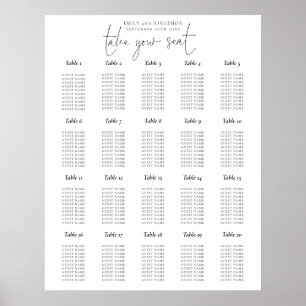 20 Tabelle Skript Schwarz-Weiß-Sitze-Diagramm Poster