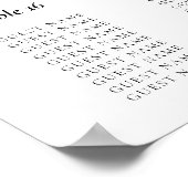 20 Tabelle Skript Schwarz-Weiß-Sitze-Diagramm Poster (Ecke)