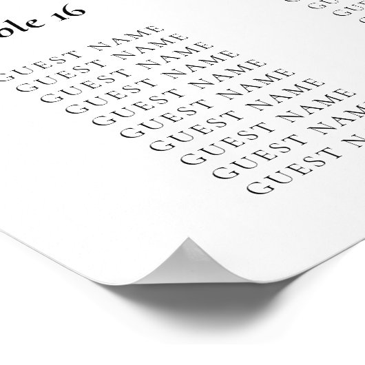 20 Tabelle Skript Schwarz-Weiß-Sitze-Diagramm Poster (Ecke)