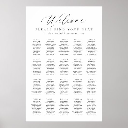 20 Tabellen - Begrüßungsdiagramm Poster (Vorne)