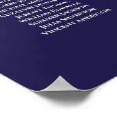20 Table Elegant Navy Blue Wedding Seating Chart Poster (Ecke)