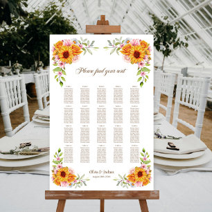 20-Tisch-Sonnenblumen-Hochzeits-Sitzplan Poster