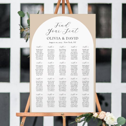 20 Tische Beige Arch Finden Sie Ihre Sitzkarte Poster