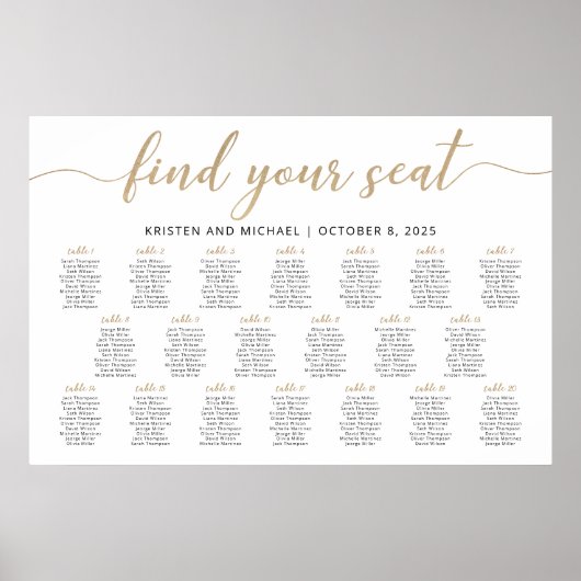 20 Tische für die Sitzplakette Poster (Vorne)