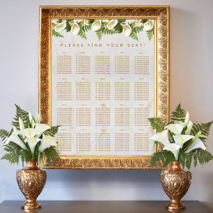 20 Tische Sitzplan Marmor Calla-Lilien Blumen Poster