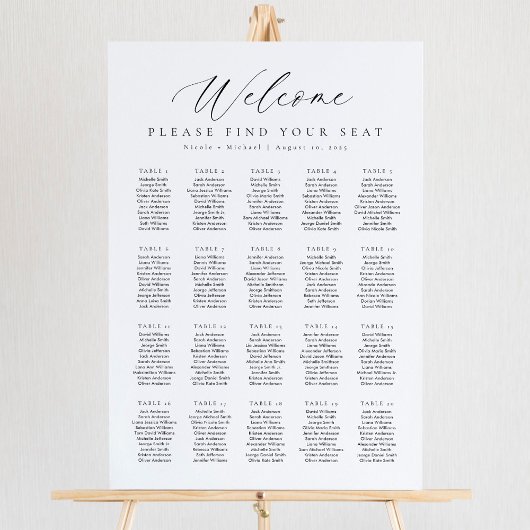 20 Tische Willkommen Sitzplan Poster