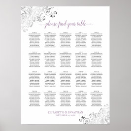 20 Tischlacy Hochzeitstisch, weißer Lavendel Poster