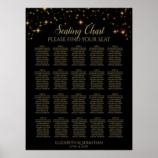 20 Tischschimmernde Glitzern Hochzeitskarte Poster (Vorne)