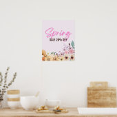 20% Verkaufszeichen, Frühjahrspalster, rosa Blüten Poster (Küche)