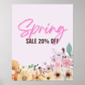 20% Verkaufszeichen, Frühjahrspalster, rosa Blüten Poster (Vorne)