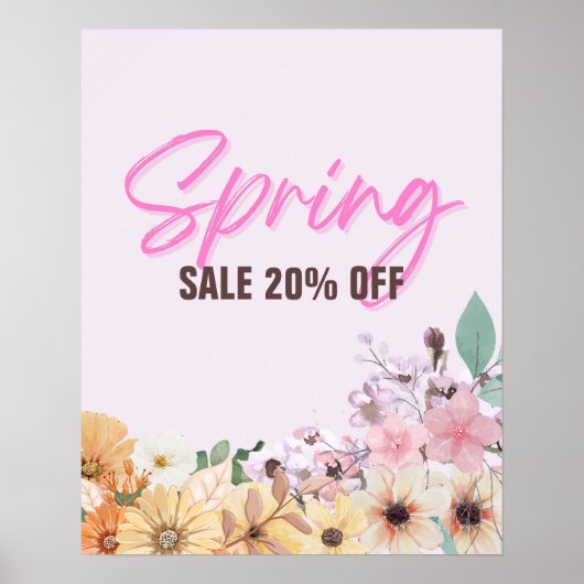 20% Verkaufszeichen, Frühjahrspalster, rosa Blüten Poster (Vorne)