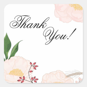 20 Vielen Dank Stickers Baby Pink Cosmos auf Weiß