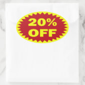 20 % weniger ovaler aufkleber (Tasche)