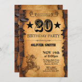 20. Western Geburtstag Einladung (Vorne/Hinten)