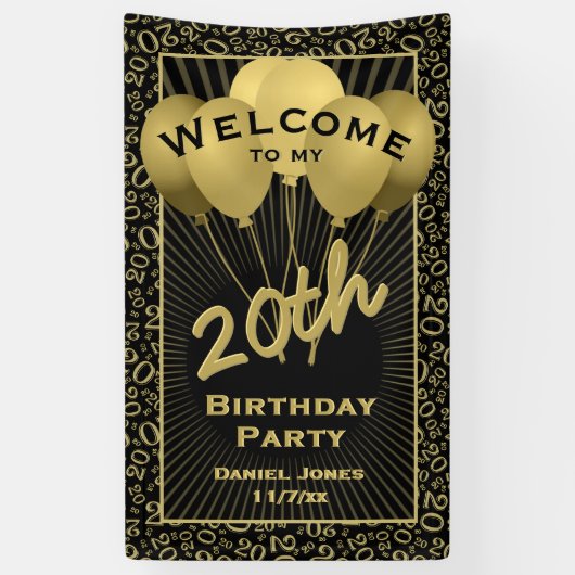 20. Willkommensmuster Black & Gold Random Number P Banner (Vertikal)