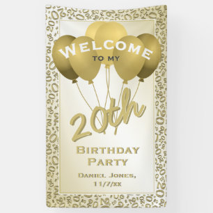 20. Willkommensmuster Gold & White Random Number P Banner