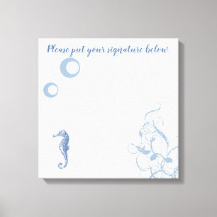 20"x20" Leinwand mit Signatur Seepferd Meer Ozean
