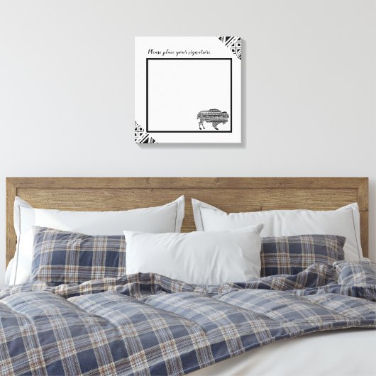 20"x20" Signature-Leinwand Boho Buffalo Tribal Pat Leinwanddruck (Insitu (Schlafzimmer))
