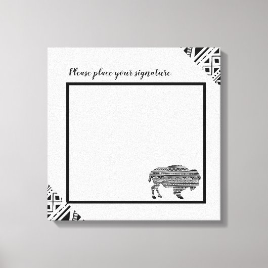 20"x20" Signature-Leinwand Boho Buffalo Tribal Pat Leinwanddruck (Vorderseite)