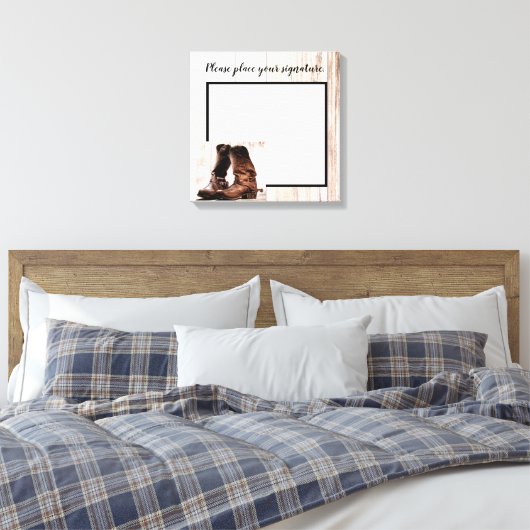 20"x20" Signature Leinwand Boots Country Rustic We (Insitu (Schlafzimmer))