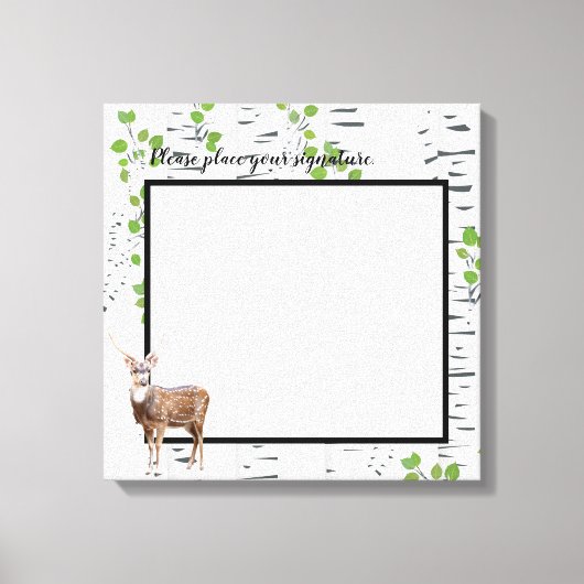 20"x20" Signature-Leinwand Deer Doe Buck Woodland Leinwanddruck (Vorderseite)