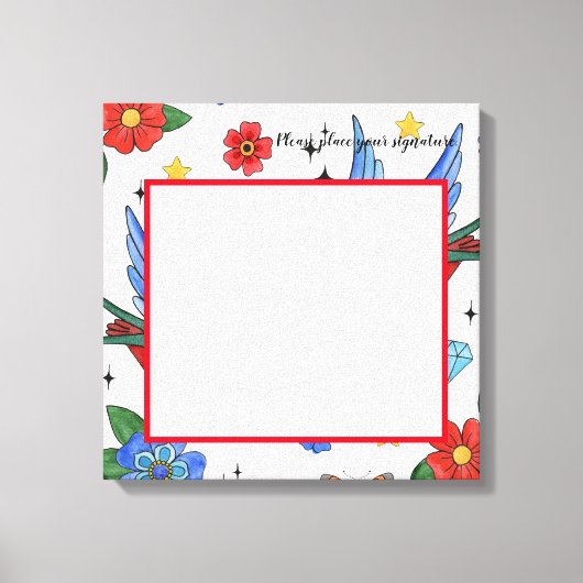 20"x20" Signature Leinwand Traditional Bird Tattoo (Vorderseite)