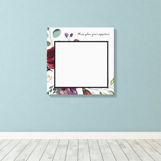 20"x20" Signature-Leinwand White Roses Gold Geomet Leinwanddruck (Insitu (Holzboden))