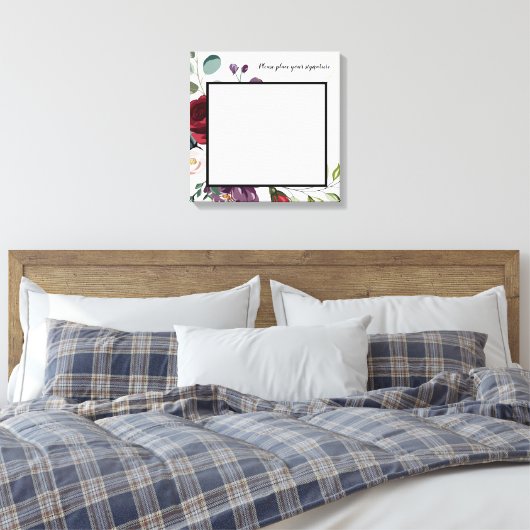 20"x20" Signature-Leinwand White Roses Gold Geomet Leinwanddruck (Insitu (Schlafzimmer))