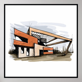 20 x 20 Abstrakte Hausmauer Art Poster