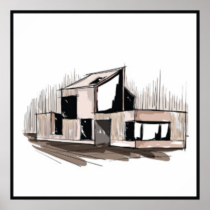 20 x 20 Abstrakte Hausmauer Art Poster