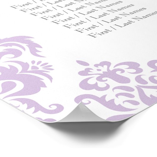 20" x 30" Damask Wedding Seating Chart (16 Tische) Poster (Ecke)