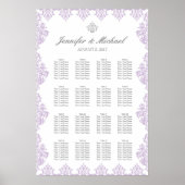 20" x 30" Damask Wedding Seating Chart (16 Tische) Poster (Vorne)