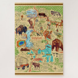 20 x 30 Illustrierte Yellowstone-Karte Puzzle