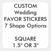 20 x Custom Wedding Gefallen Stickers - SQUARE (Vorderseite)
