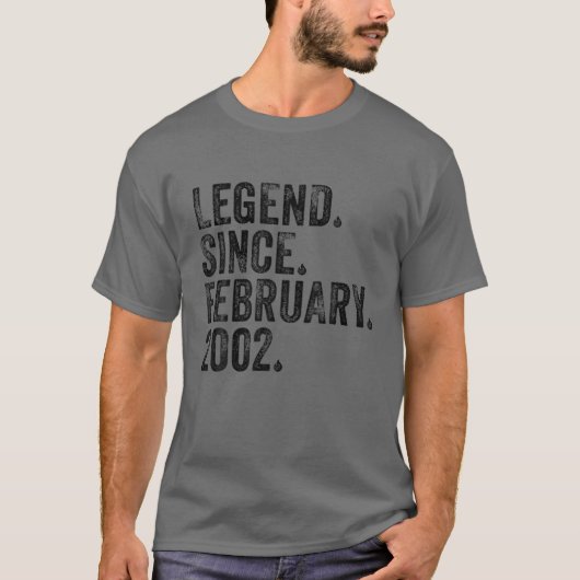 20 Year Old Legend Since February 2002 20Th Birthd T-Shirt (Vorderseite)
