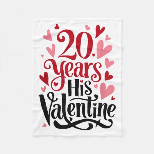 20 Years His Valentine _ Anniversary Couples Valen Fleecedecke (Vorderseite)
