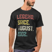20 Years Old Legend Since August 2002 20th Birthd T-Shirt (Vorderseite)