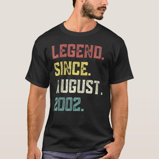 20 Years Old  Legend Since August 2002 20th Birthd T-Shirt (Vorderseite)