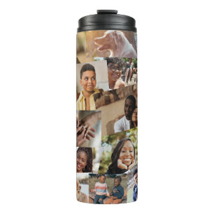 20 zufällig überlappende Fotos Collage Vorlage Thermosbecher