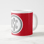 20oz Big Monogram Red & White Swiss Dots Jumbo-Tasse (Vorderseite Rechts)