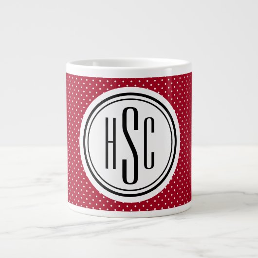 20oz Big Monogram Red & White Swiss Dots Jumbo-Tasse (Vorderseite)