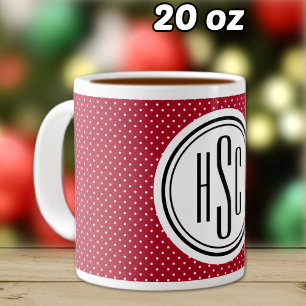 20oz Big Monogram Red & White Swiss Dots Jumbo-Tasse