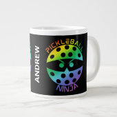 20oz Rainbow pickleball ninja mit Namen Jumbo-Tasse (Vorderseite Rechts)