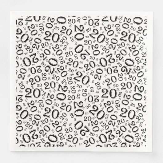 20th Age Random Number Pattern Black/White Serviette (Vorderseite)