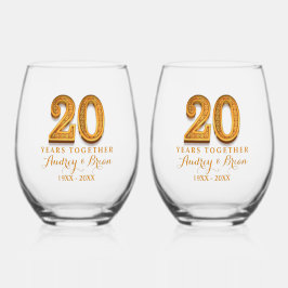 20th Anniversary Personalized Weinglas Ohne Stiel