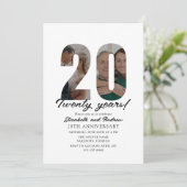 20th Anniversary with Photo Minimalist Einladung (Stehend Vorderseite)